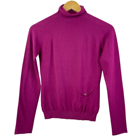 Burberry Women’s Vintage Y2K Turtleneck Rollneck Purple Slim Fit Sweater Small - Picture 1 of 16